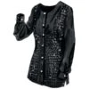 Sequin Bib-Front Blouse -The J Peterman Shop sequin bib front blouse black 271716