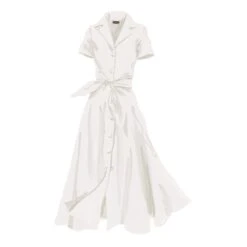 Short-Sleeve 1947 Dress -The J Peterman Shop short sleeve 1947 dress white 346737