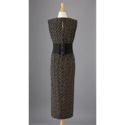Silk Polka Dot Column Dress -The J Peterman Shop silk polka dot column dress black white 360356