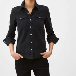 Western Denim Shirt 24 Western Denim Shirt -The J Peterman Shop western denim shirt black 550421